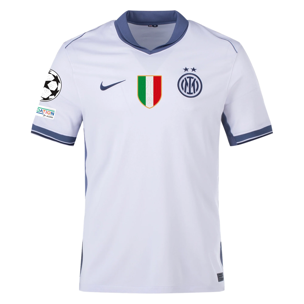 Nike Inter Milan Piotr ZieliÅ„ski Away Jersey w/ Champions League + Scudetto Patch 24/25 (Summit White/Iris Whisper)