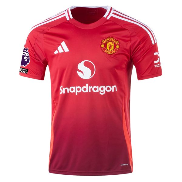 adidas Manchester United Kobbie Mainoo Home Jersey w/ EPL + No Room For Racism 24/25 (MUFC Red)