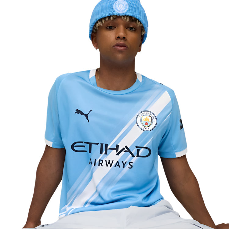 Puma Jack Grealish Manchester City Home Jersey 25/26 w/ EPL + Sponsor Patch (Team Light Blue/Puma White)