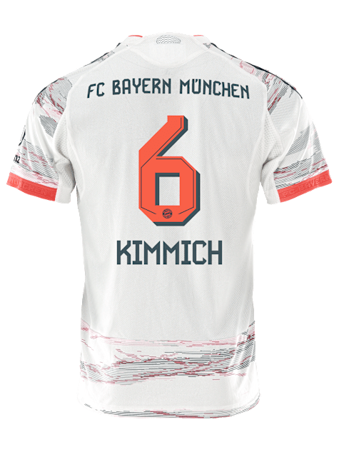 adidas Kimmich Authentic Away Jersey 25/26 w/ Sponsor + Meister Bundesliga Patch (White/Red)