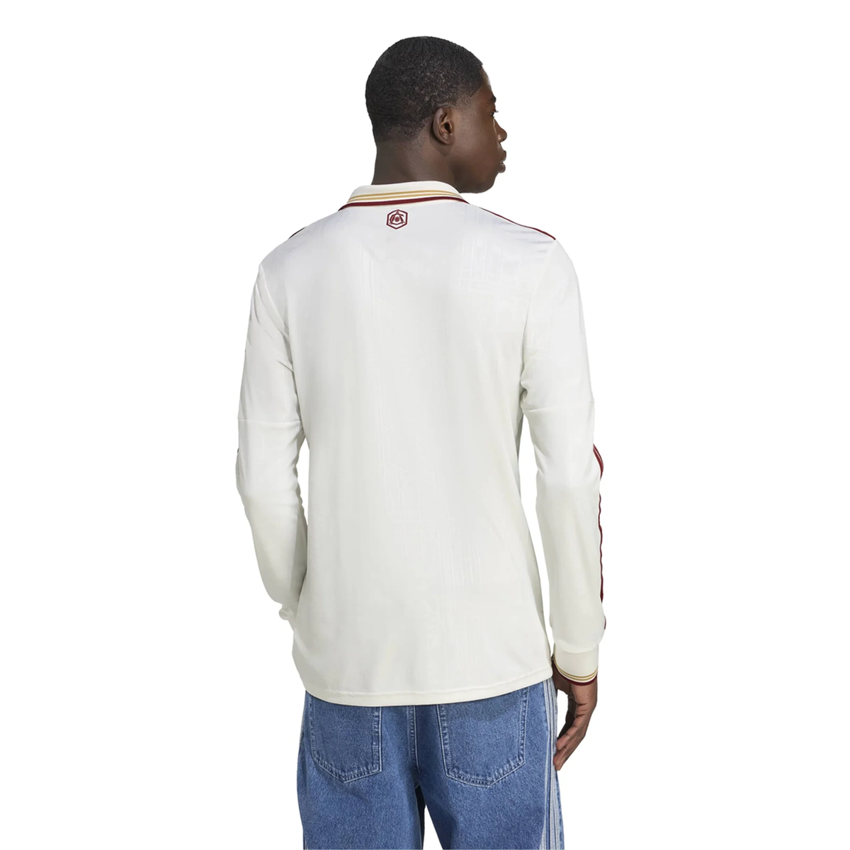 adidas Arsenal Ben White Third Long Sleeve Jersey w/ EPL + No Room For Racism 25/26 (White/Burgundy)