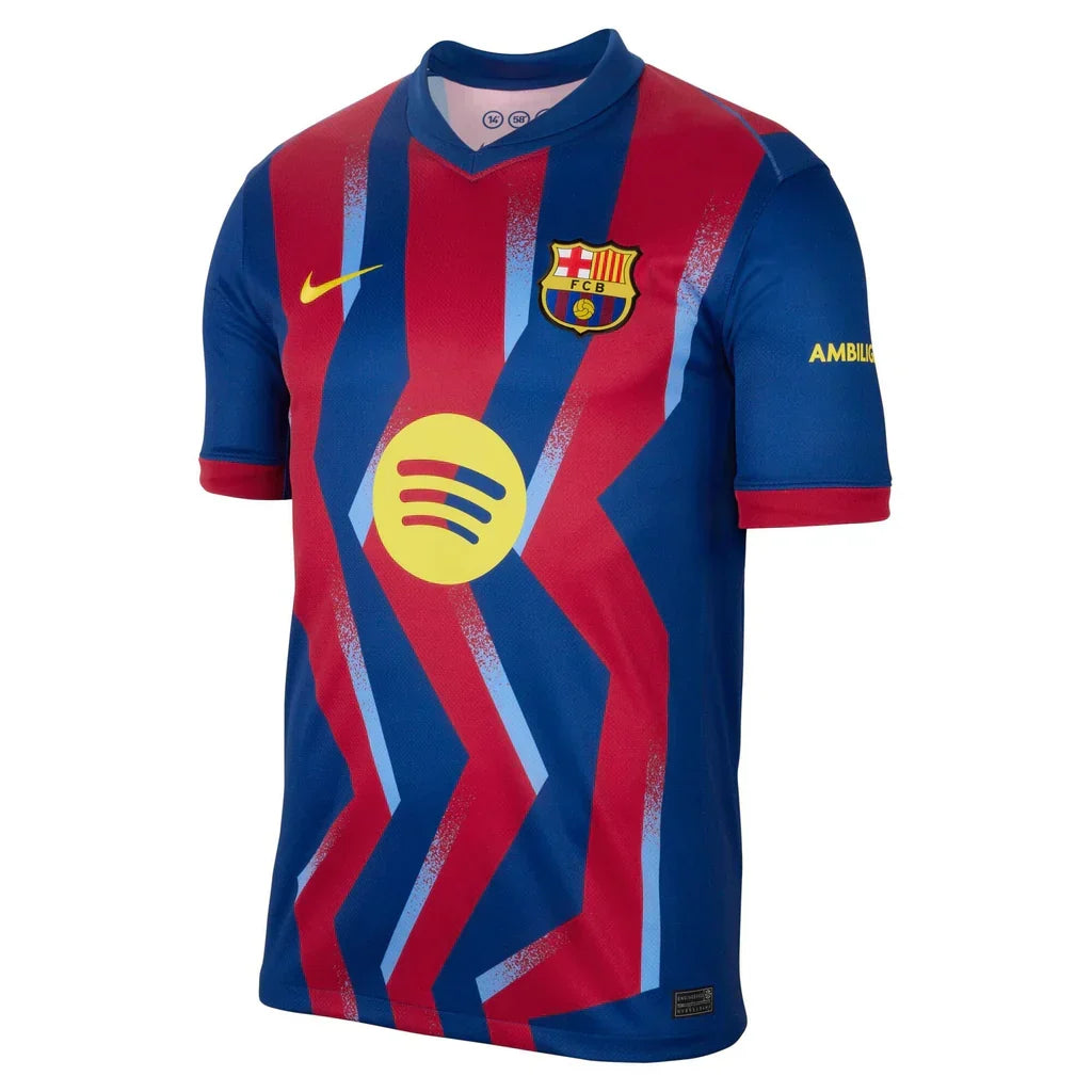 Nike Men's FC Barcelona Marcus Rashford 4th Jersey 25/26 w/ La Liga Patches (Blue/Red/Yellow)