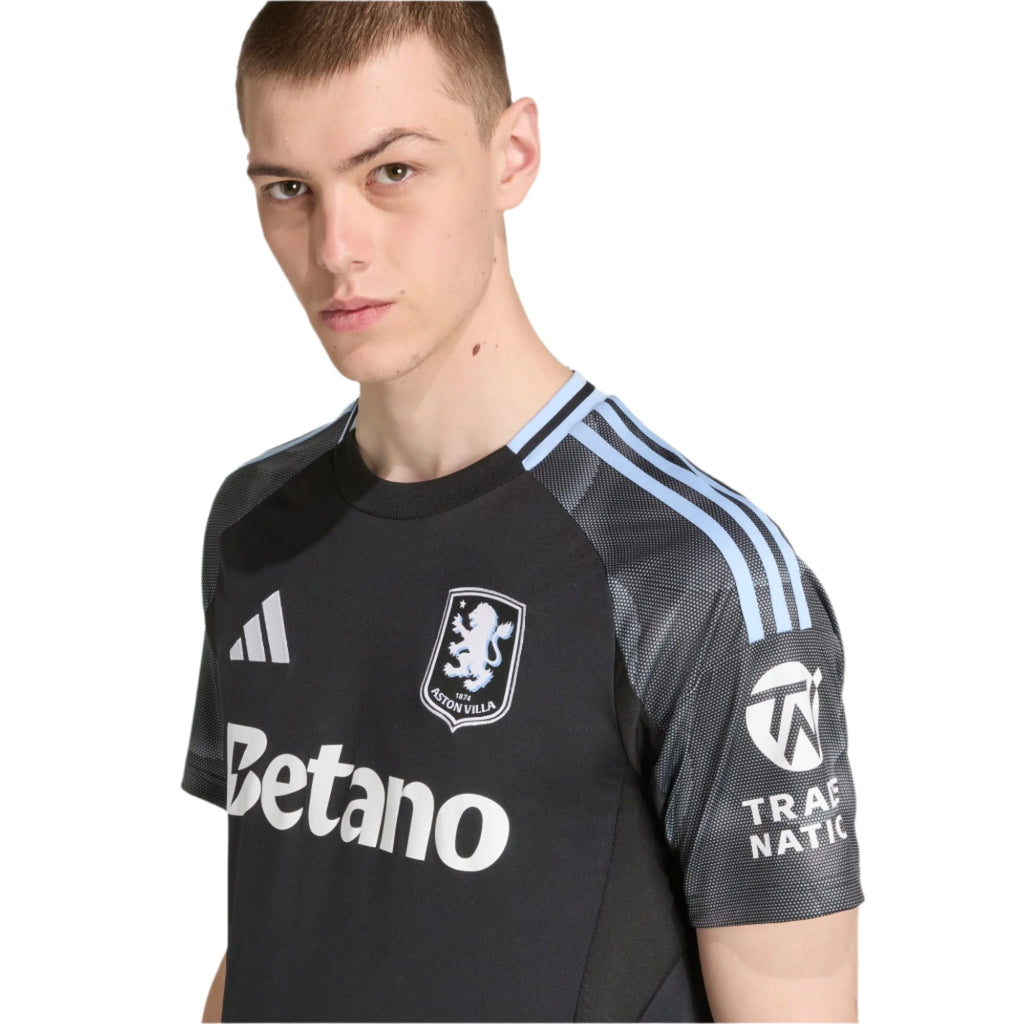adidas Kamara Men's Aston Villa 25/26 Away Jersey w/ EPL + NRFR Patches (Black/Global Blue)