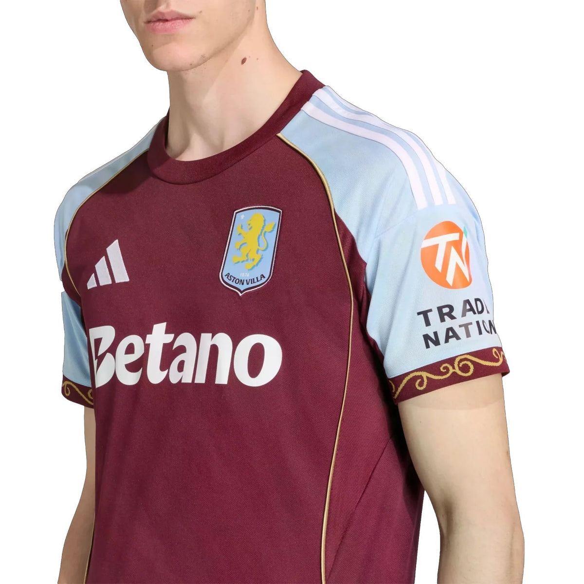adidas Pau Men's Aston Villa Home Jersey 25/26 w/ NRFR + EPL Patches (Maroon/Blue)