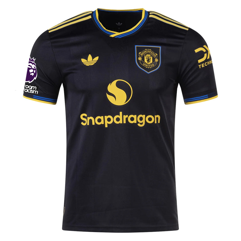 adidas Mount Men's Manchester United Authentic Third Jersey 25/26 w/ NRFR + EPL Patches (Black)