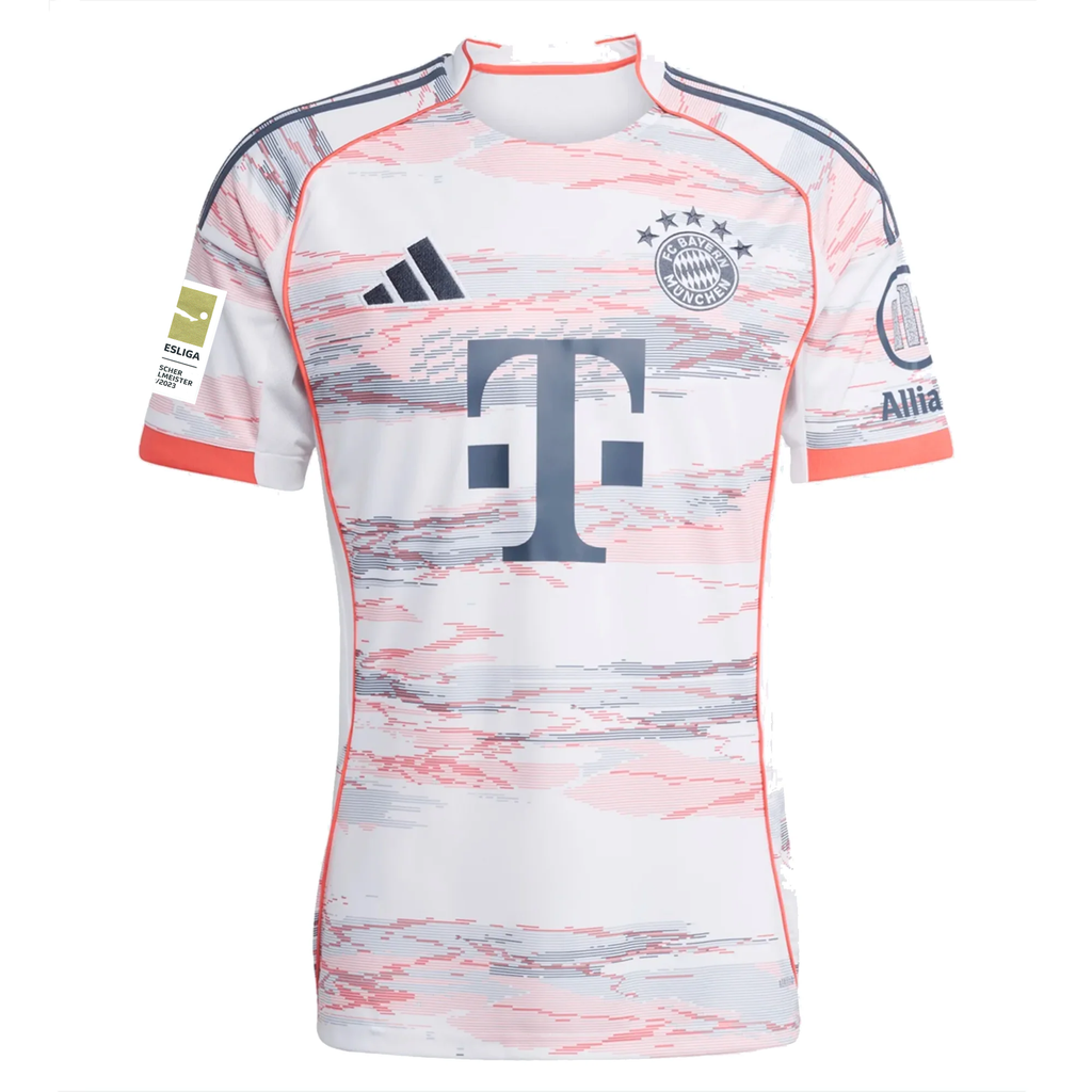 adidas Bayern Munich Away Jersey w/ Bundesliga Champion Patch 25/26 (White/Red)