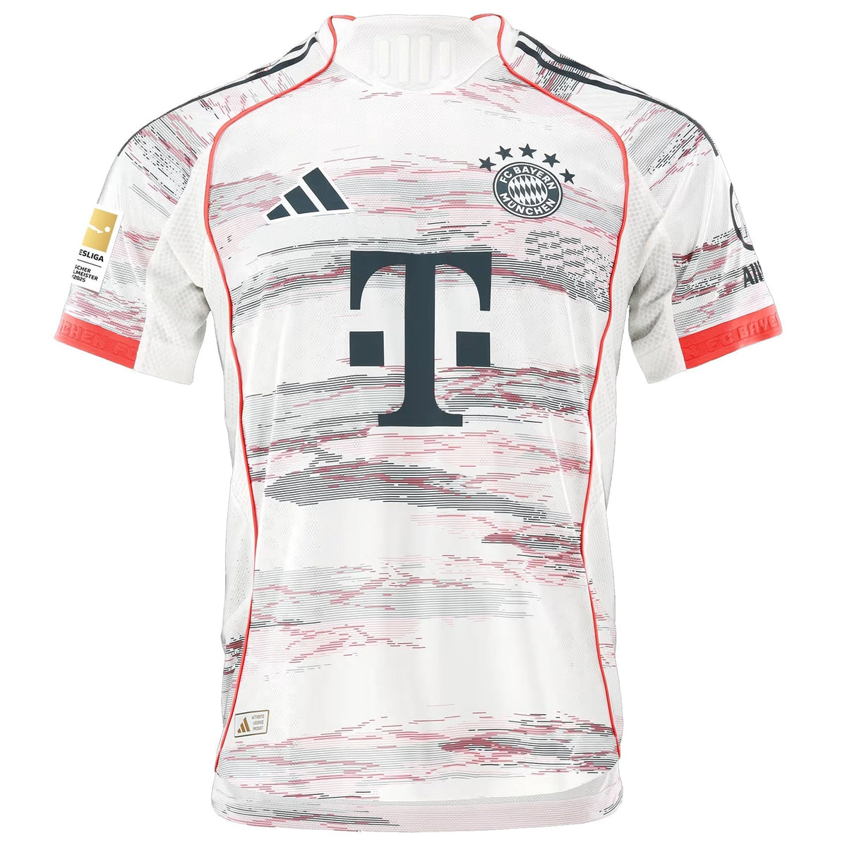 adidas Stanisic Authentic Away Jersey 25/26 w/ Sponsor + Meister Bundesliga Patch (White/Red]