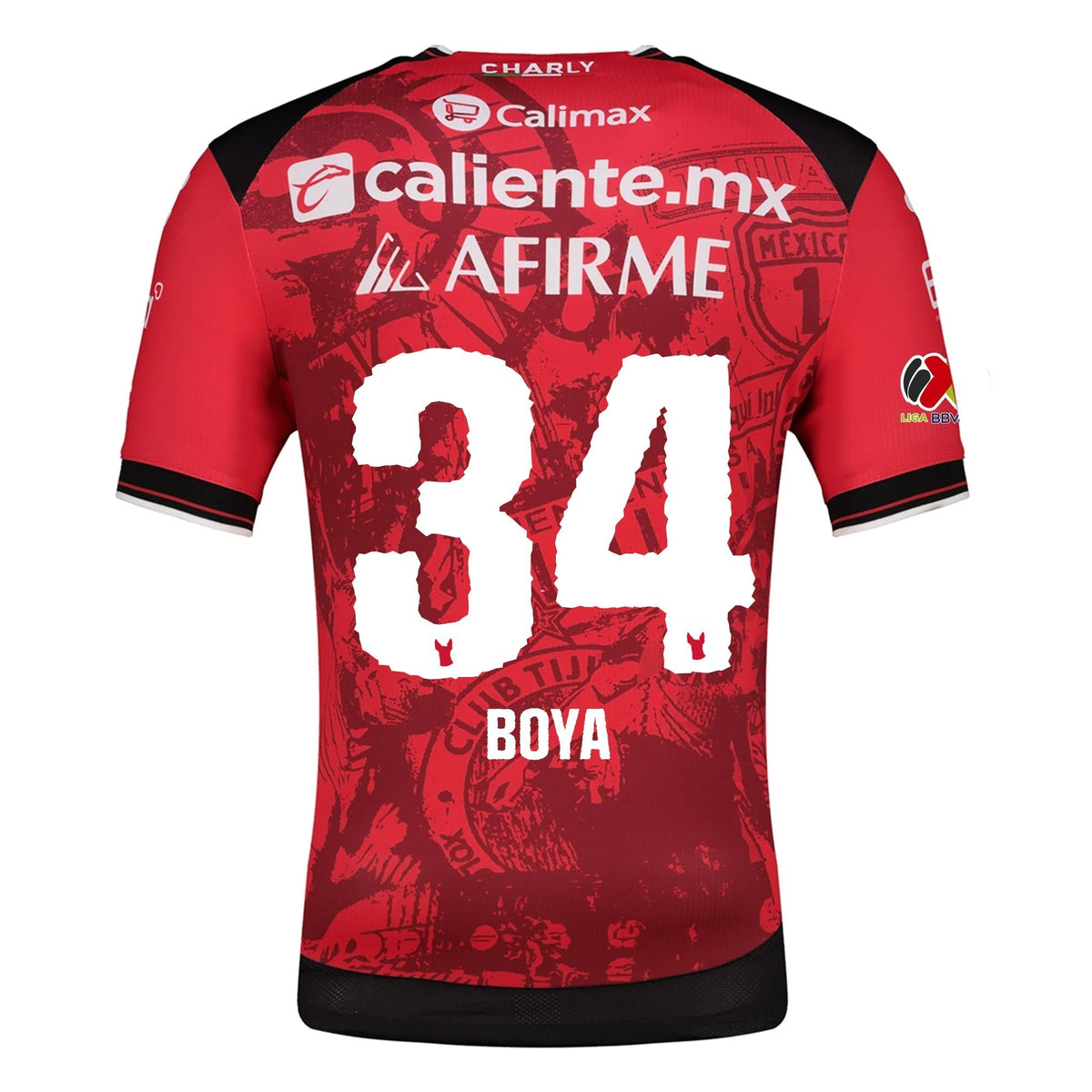 Charly Frank Boya Men's Club Tijuana Xolos Home Jersey 25/26 w/ BBVA MX Patch (Red/Black)