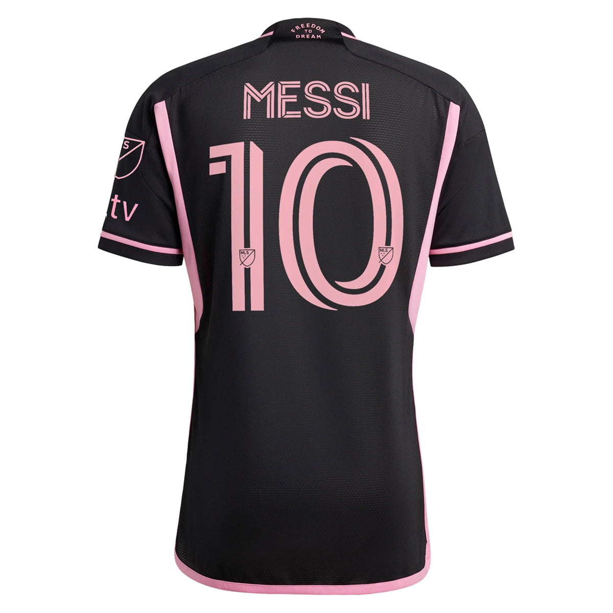adidas Inter Miami Lionel Messi Authentic Player Version Away Jersey 23/24 w/ MLS Patches (Black/Pink)