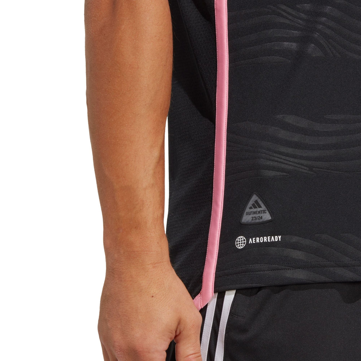 adidas Inter Miami Jordi Alba Authentic Player Version Away Jersey 23/24 w/ MLS Patches (Black/Pink)