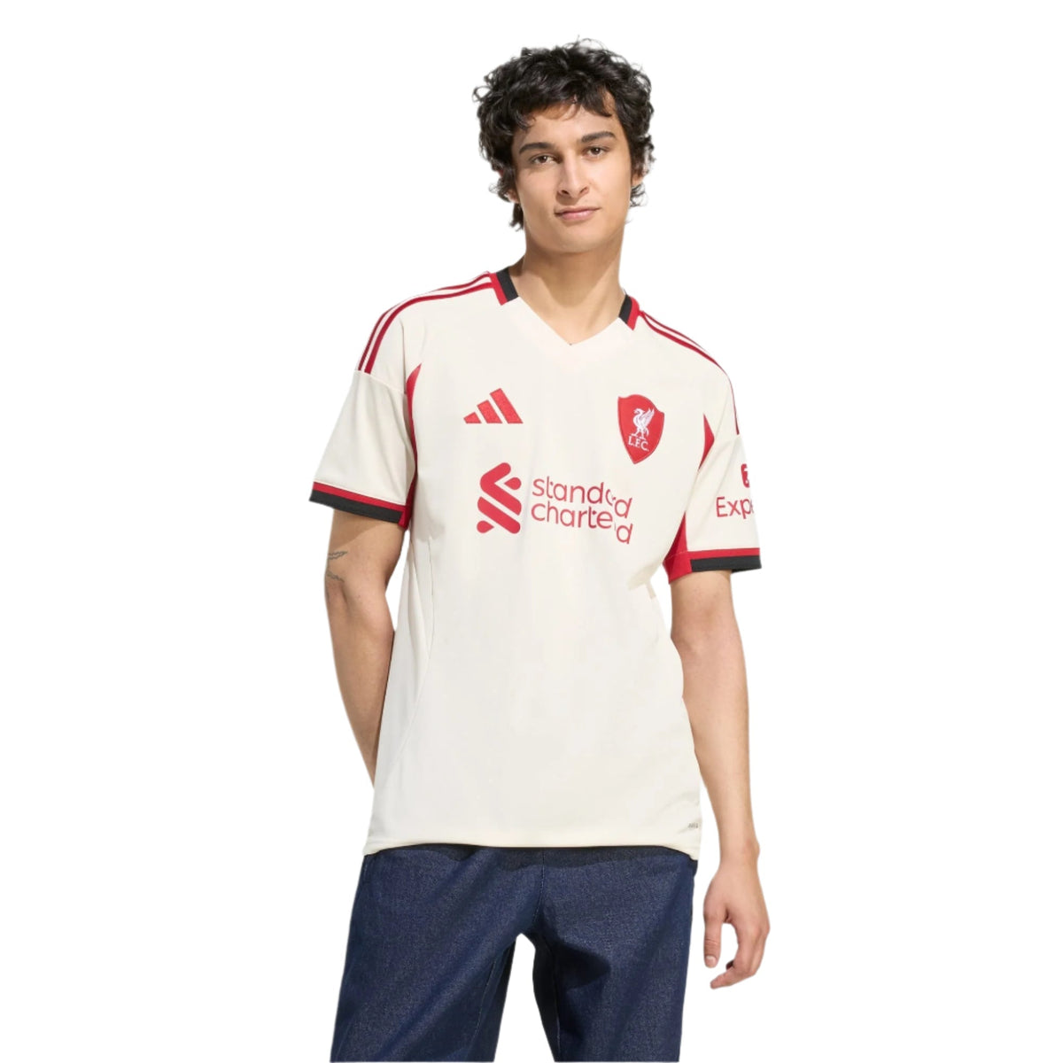 adidas Men's Liverpool Federico Chiesa Away Jersey w/ Champions League Patches 25/26 (Wonder White)