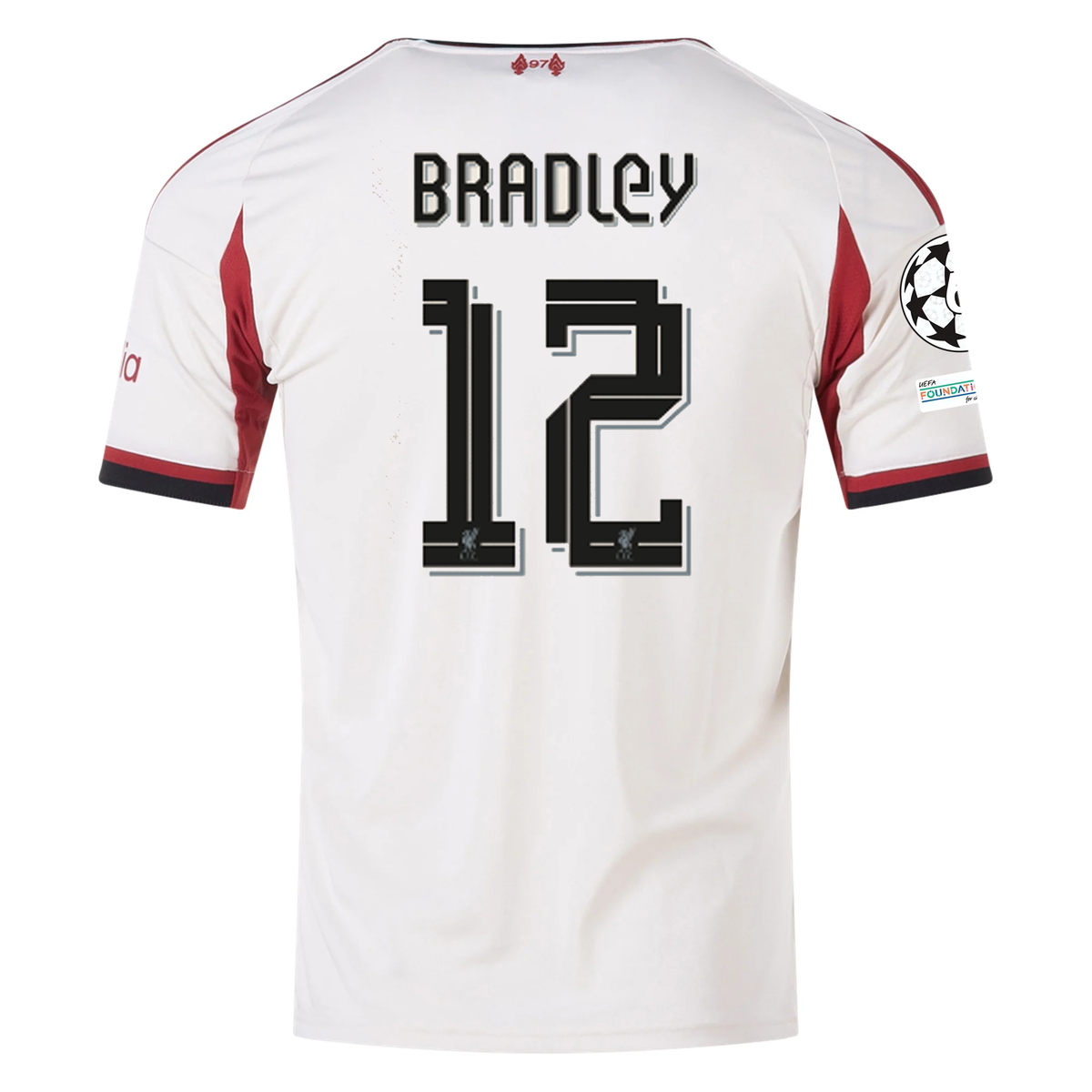 adidas Men's Liverpool Connor Bradley Away Jersey w/ Champions League Patches 25/26 (Wonder White)