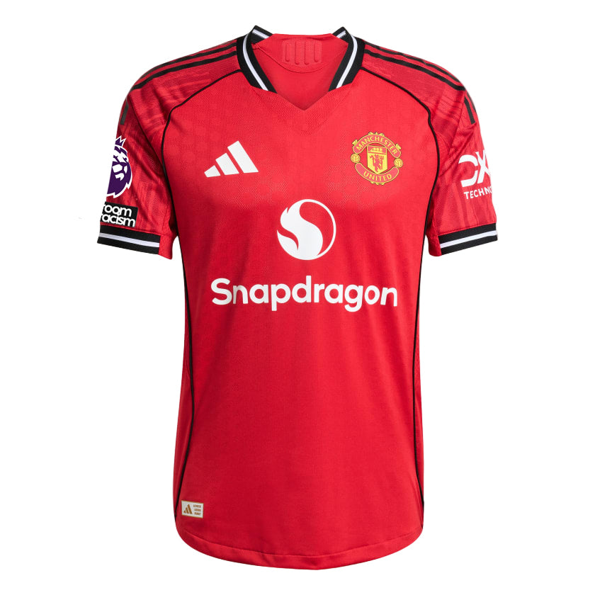 adidas Dorgu Men's Manchester United Authentic Home Jersey 25/26 w/ NRFR + EPL Patch (Red)