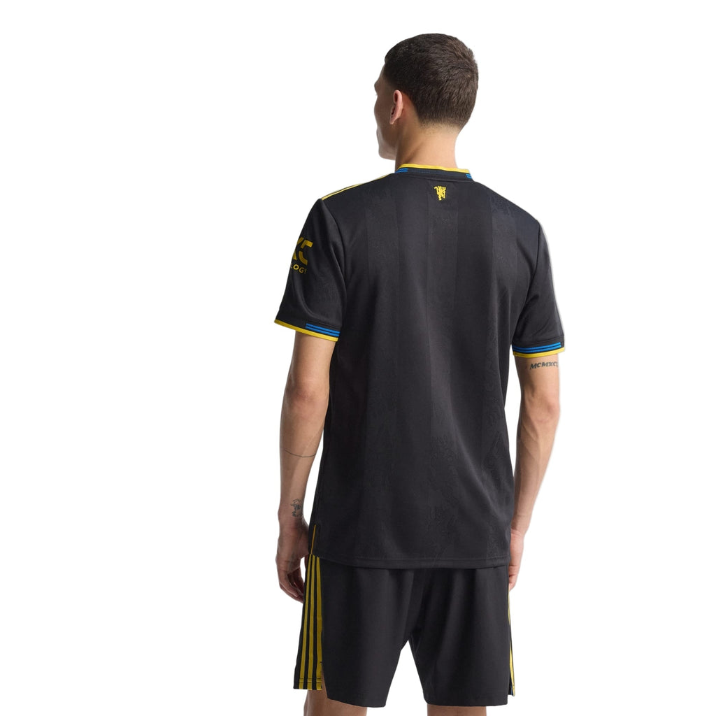 adidas Mainoo Men's Manchester United Authentic Third Jersey 25/26 w/ NRFR + EPL Patches (Black)