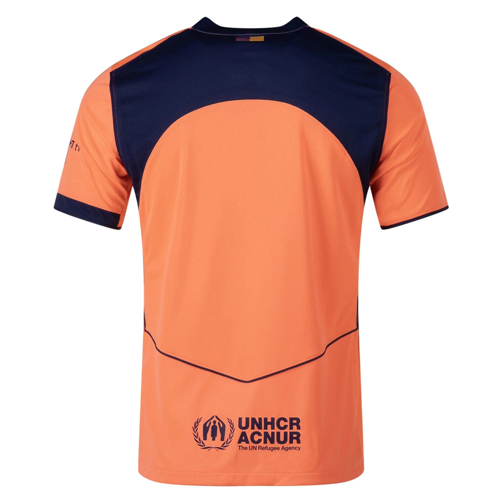 Nike Men's FC Barcelona T90 Third Jersey 25/26 (Bright Mango/Midnight Navy)