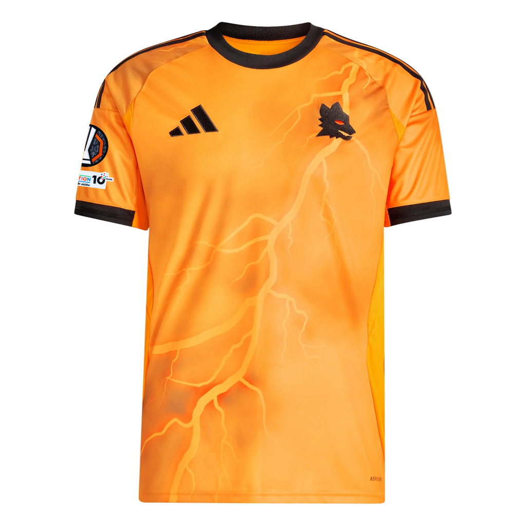 adidas Roma MatÃ­as SoulÃ© Away Jersey w/ Europa League Patches 25/26 (Orange/Black)