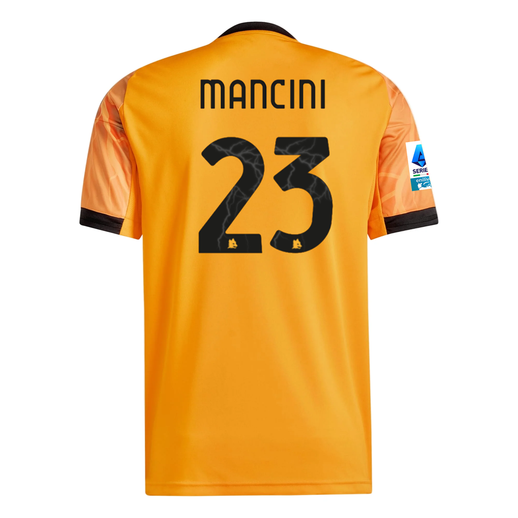 adidas Roma Gianluca Mancini Away Jersey w/ Serie A Patch 25/26 (Orange/Black)