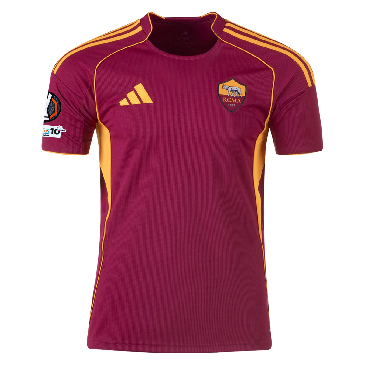 adidas Men's Roma Devyne Rensch Home Jersey w/ Europa League Patches 25/26 (Burgundy)