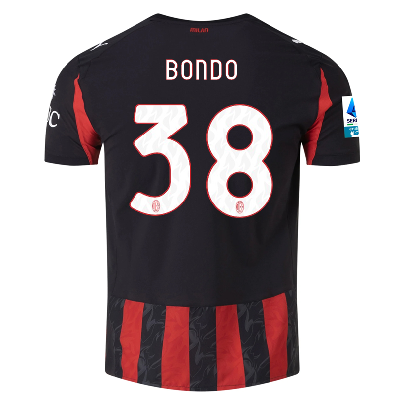 Puma Bondo Men's AC Milan Authentic Home Jersey 25/26 w/ Seria A Patch (Red/Black)