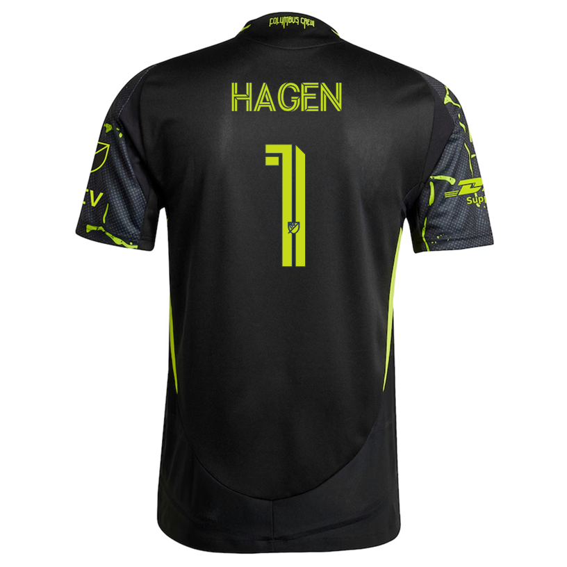 adidas Nicholas Hagen Columbus Crew Authentic Away Jersey w/ MLS Patches 25/26 (Black/Yellow)