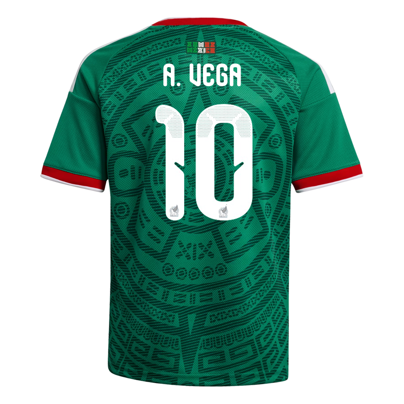 adidas Youth A. Vega Mexico 2026 Home World Cup Jersey (Bold Green)