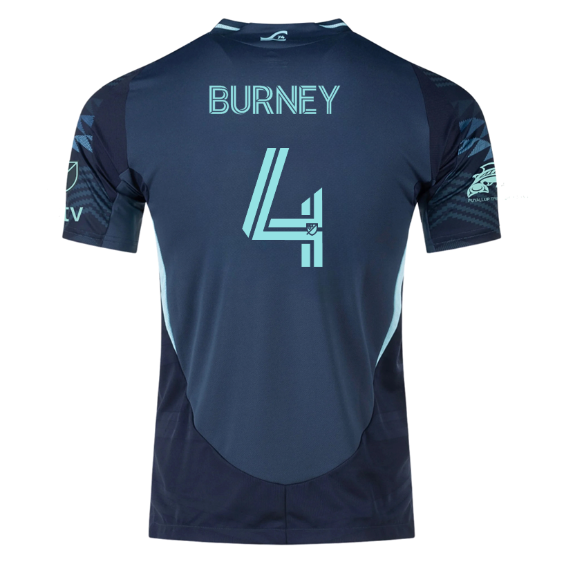 adidas L. Burney Seattle Sounders Authentic Away Jersey 25/26 w/ MLS Patches & Sponsor (Aura Ink)
