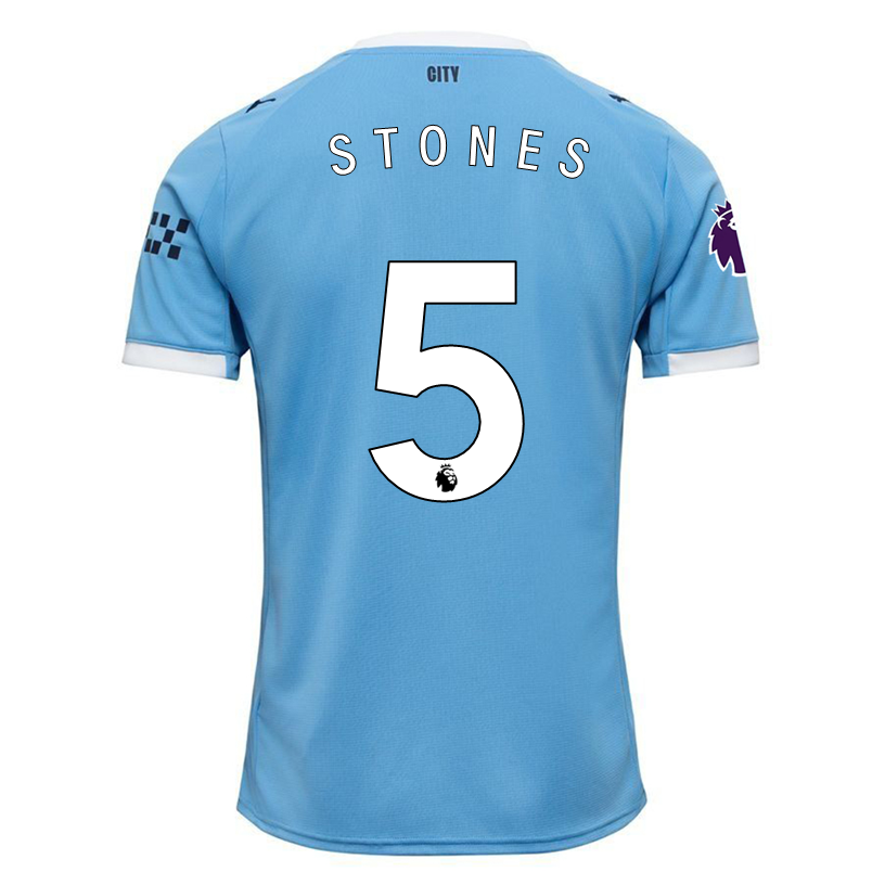 Puma John Stones Manchester City Home Jersey 25/26 w/ EPL + Sponsor Patch (Team Light Blue/Puma White)