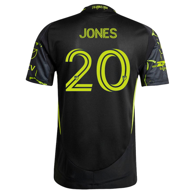 adidas Derrick Jones Columbus Crew Authentic Away Jersey w/ MLS Patches 25/26 (Black/Yellow)