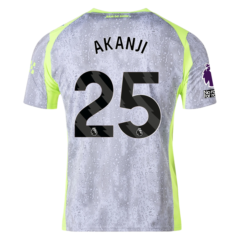 Puma Men's Manchester City Akanji Third Jersey w/ EPL + No Room For Racism Patches 25/26 (Cool Weather/Pro Green)