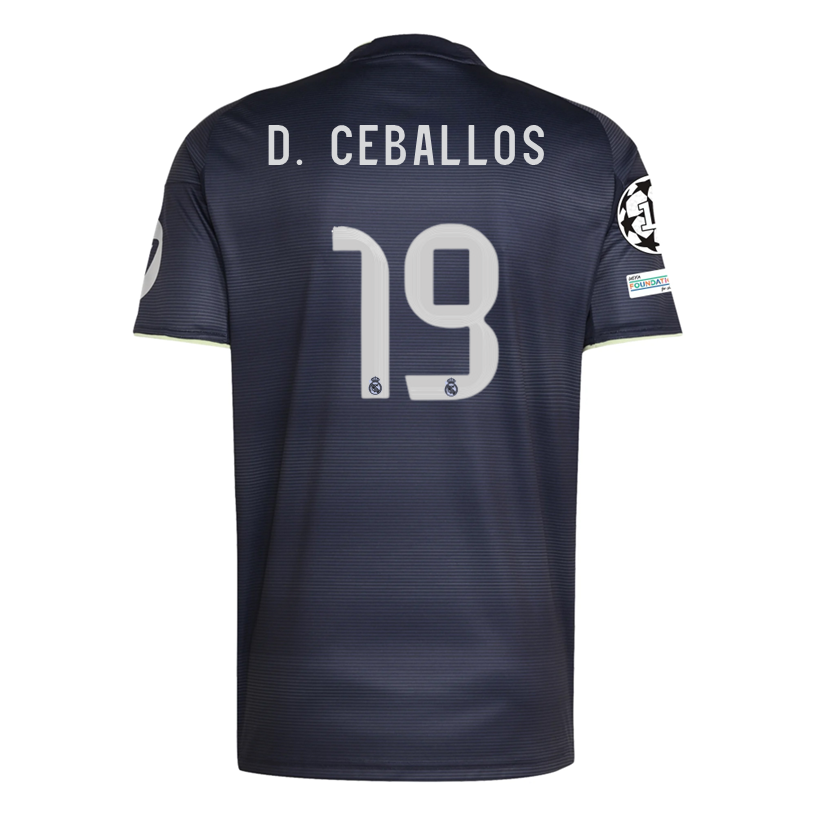 adidas D. Ceballos Real Madrid 25/26 Away Jersey w/ Champions League Patches (Legend Ink)