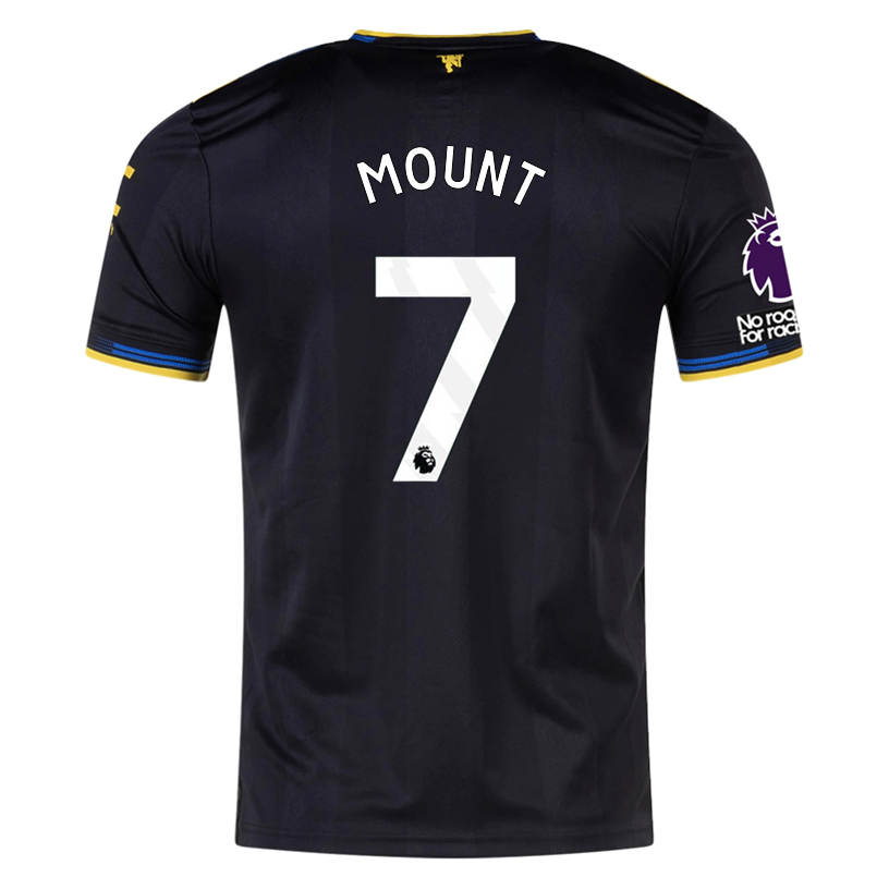 adidas Mount Men's Manchester United Authentic Third Jersey 25/26 w/ NRFR + EPL Patches (Black)