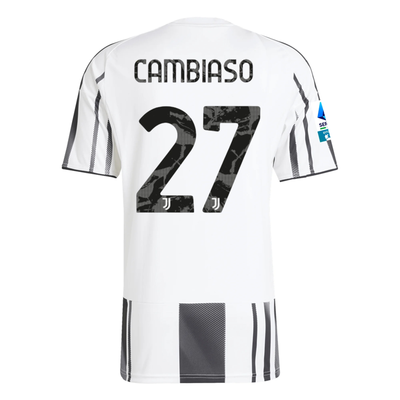 adidas Men's Juventus Cambiaso Home Jersey w/ Serie A Patch 25/26 (White/Black/Pink)