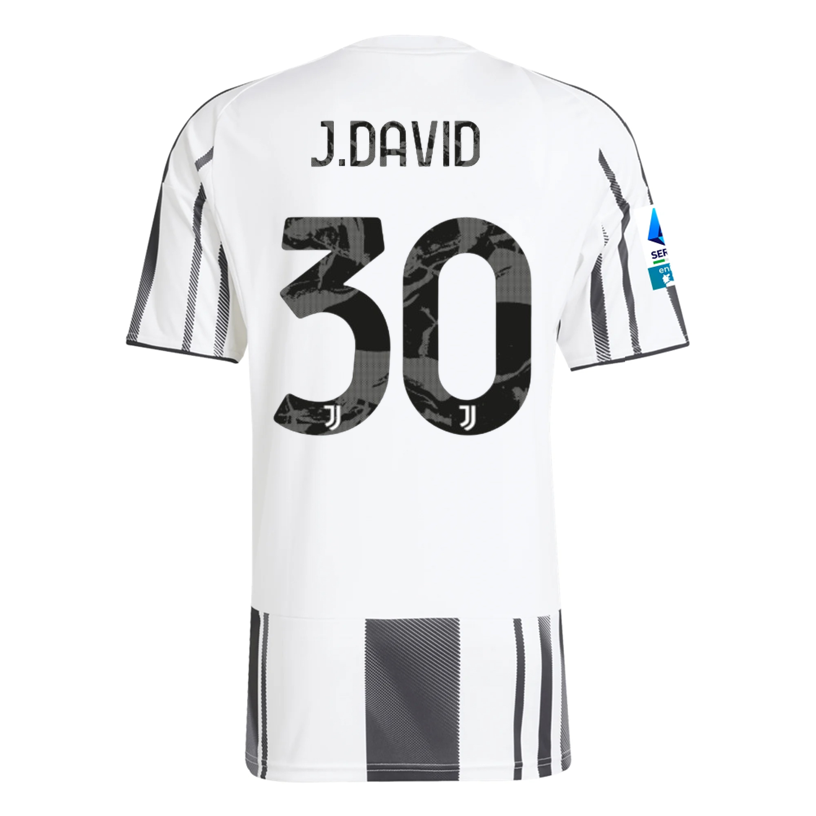 adidas Men's Juventus J. David Home Jersey w/ Serie A Patch 25/26 (White/Black/Pink)