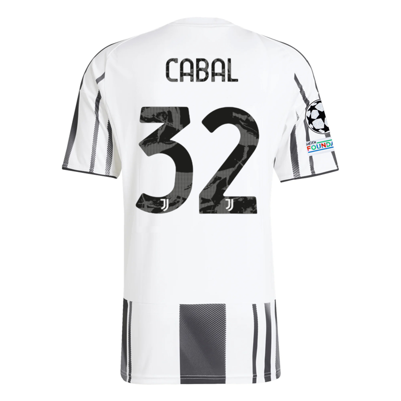 adidas Juventus Cabal Home Jersey w/ Champions League Patches 25/26 (White/Black/Pink)