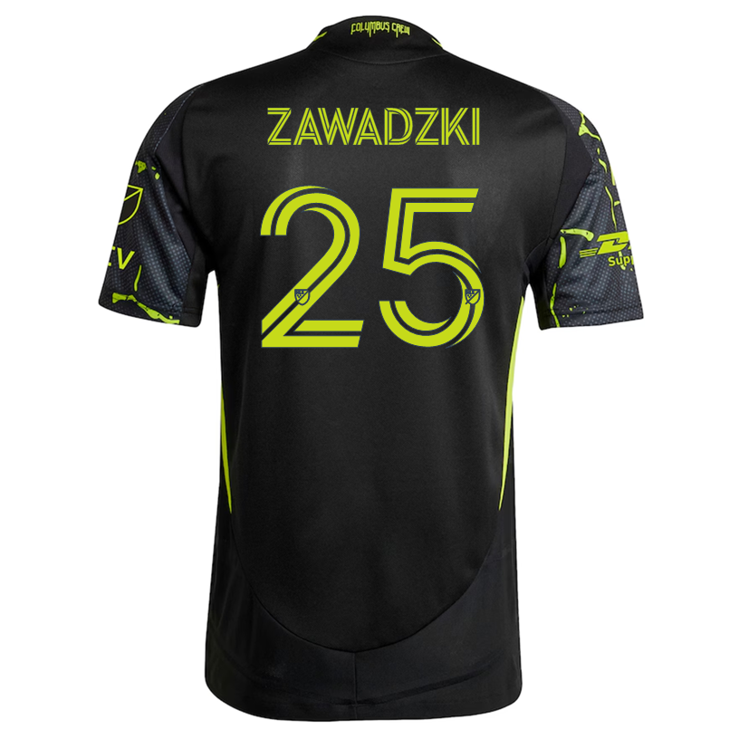 adidas Sean Zawadzki Columbus Crew Authentic Away Jersey w/ MLS Patches 25/26 (Black/Yellow)