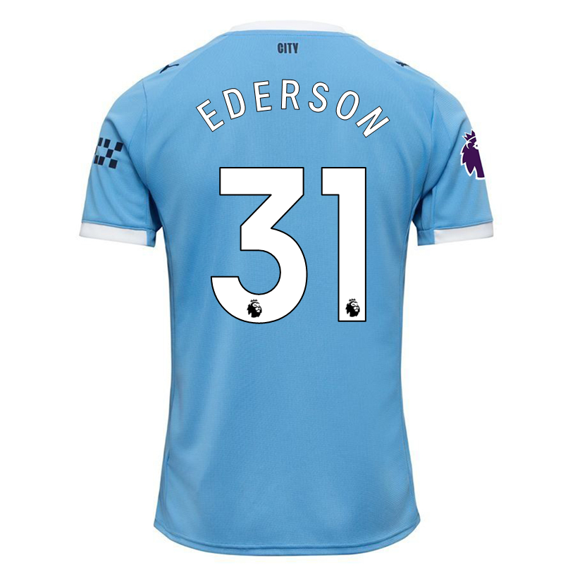 Puma Ederson Manchester City Home Jersey 25/26 w/ EPL + Sponsor Patch (Team Light Blue/Puma White)