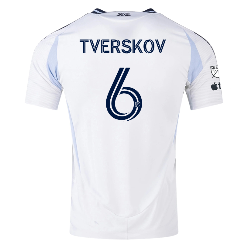 adidas San Diego FC Authentic Jeppe Tverskov Away Jersey 25/26 w/ MLS & Apple Patch (White)