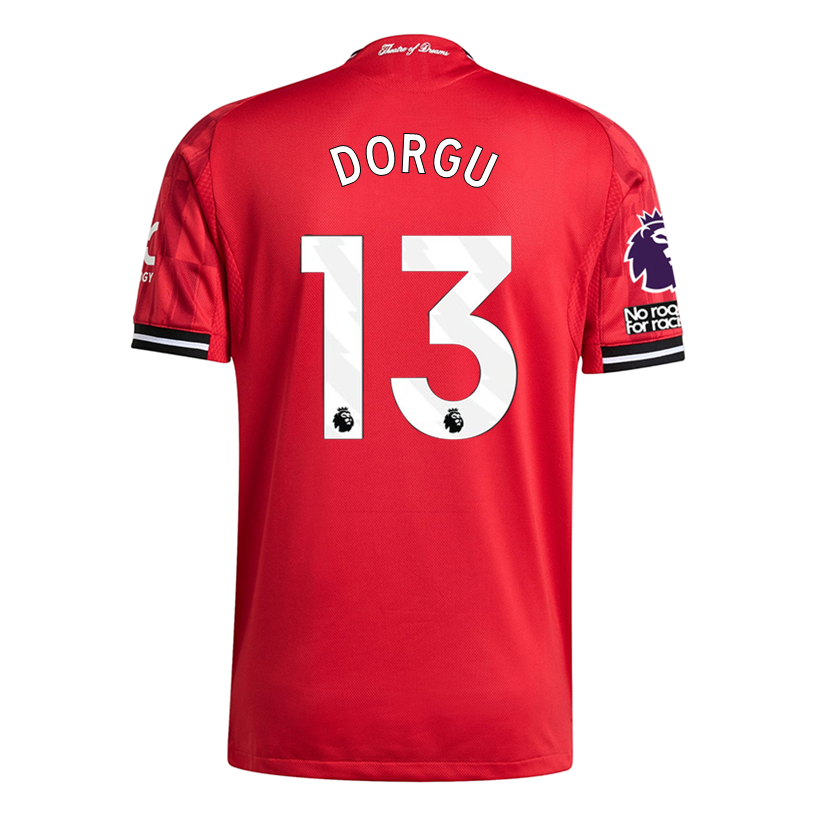 adidas Dorgu Men's Manchester United Authentic Home Jersey 25/26 w/ NRFR + EPL Patch (Red)