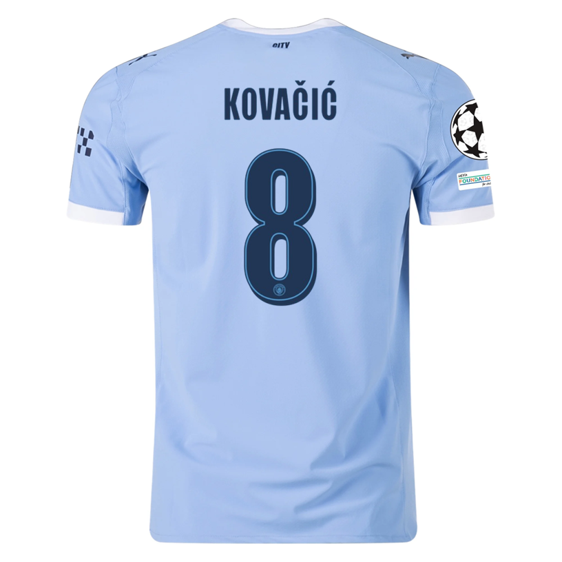 Puma Manchester City Authentic Kovacic Home Jersey w/ Champions League Patches 25/26 (Team Light Blue/White)