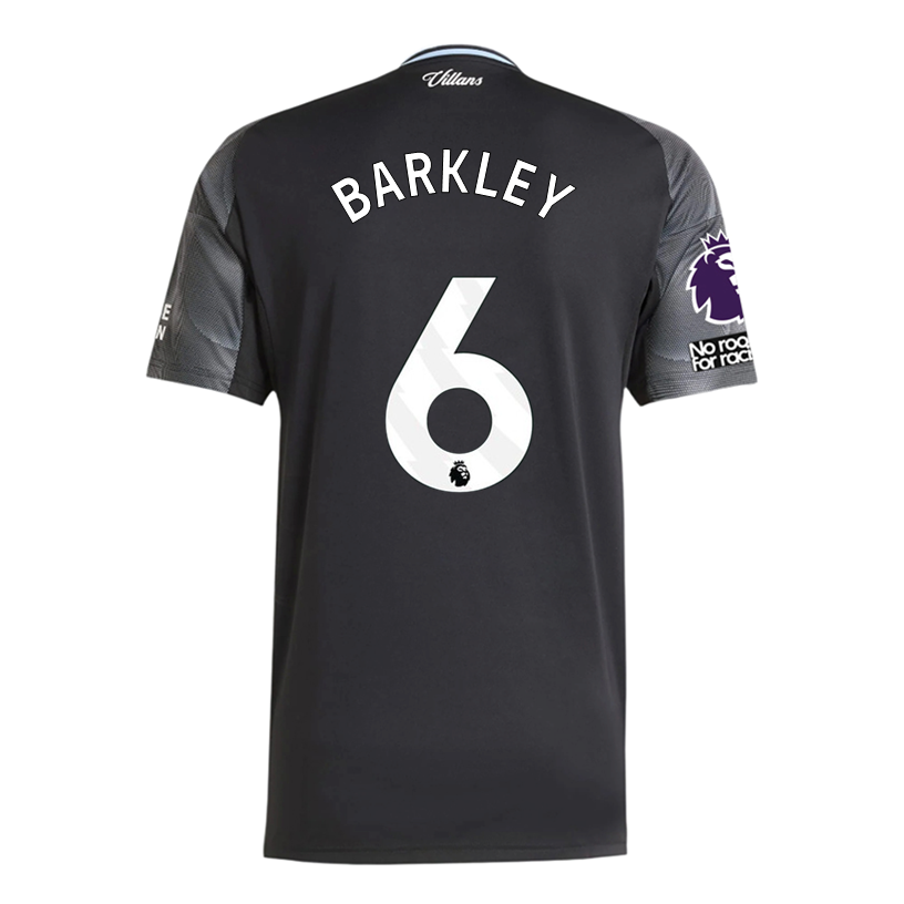adidas Barkley Men's Aston Villa 25/26 Away Jersey w/ EPL + NRFR Patches (Black/Global Blue)