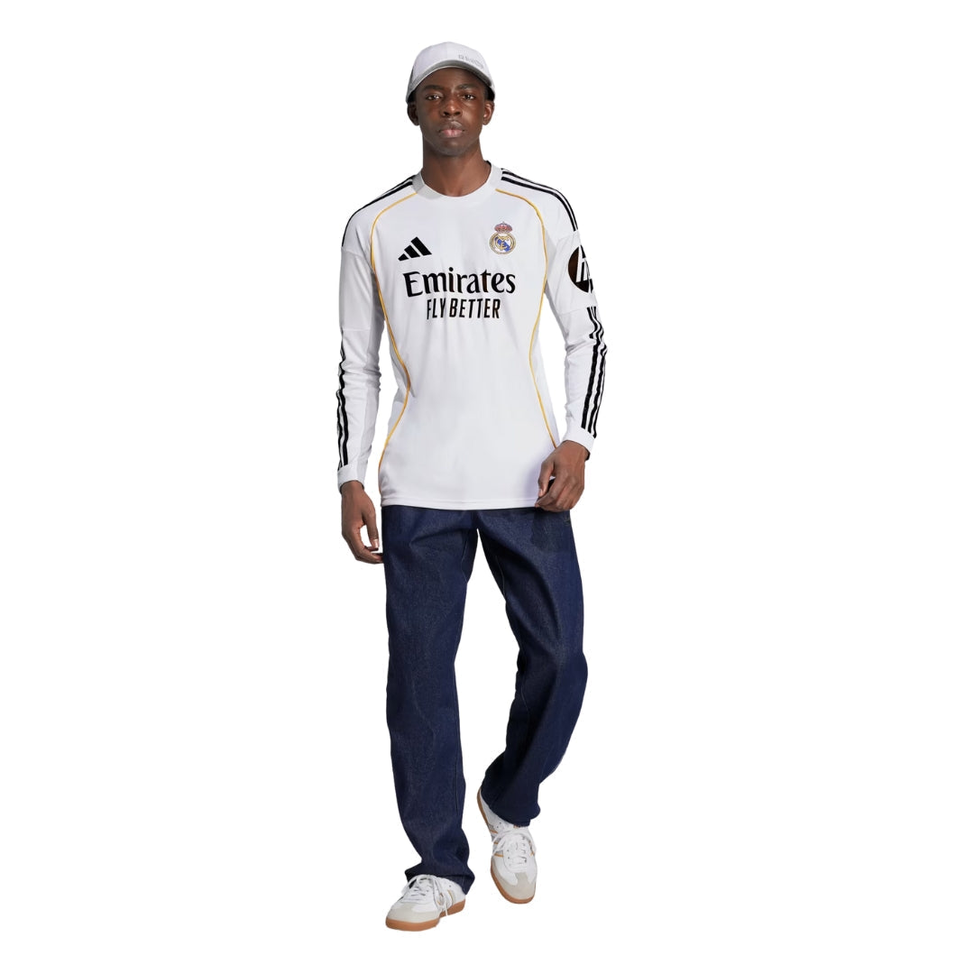 adidas Real Madrid Endrick Long Sleeve Home Jersey w/ Intercontinental + Champions League Patches 25/26 (White)