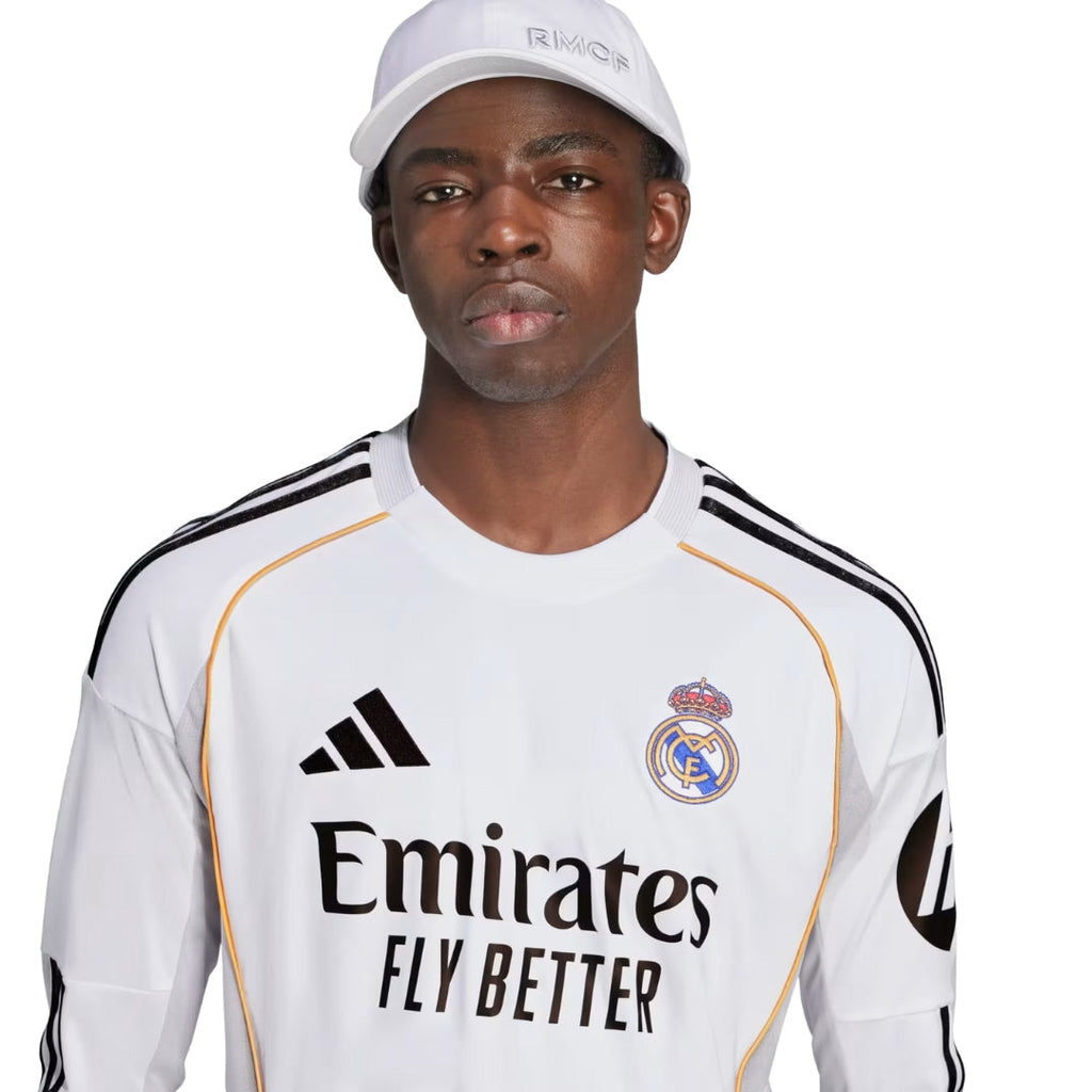 adidas Real Madrid Huijsen Long Sleeve Home Jersey w/ Champions League Patches 25/26 (White)
