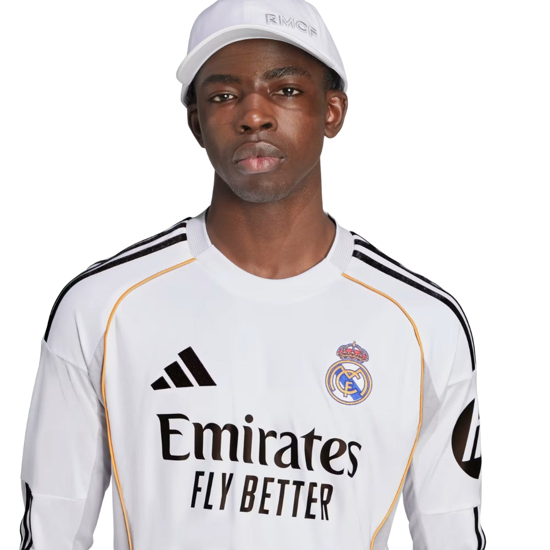adidas Real Madrid Rudiger Long Sleeve Home Jersey w/ Intercontinental + Champions League Patches 25/26 (White)