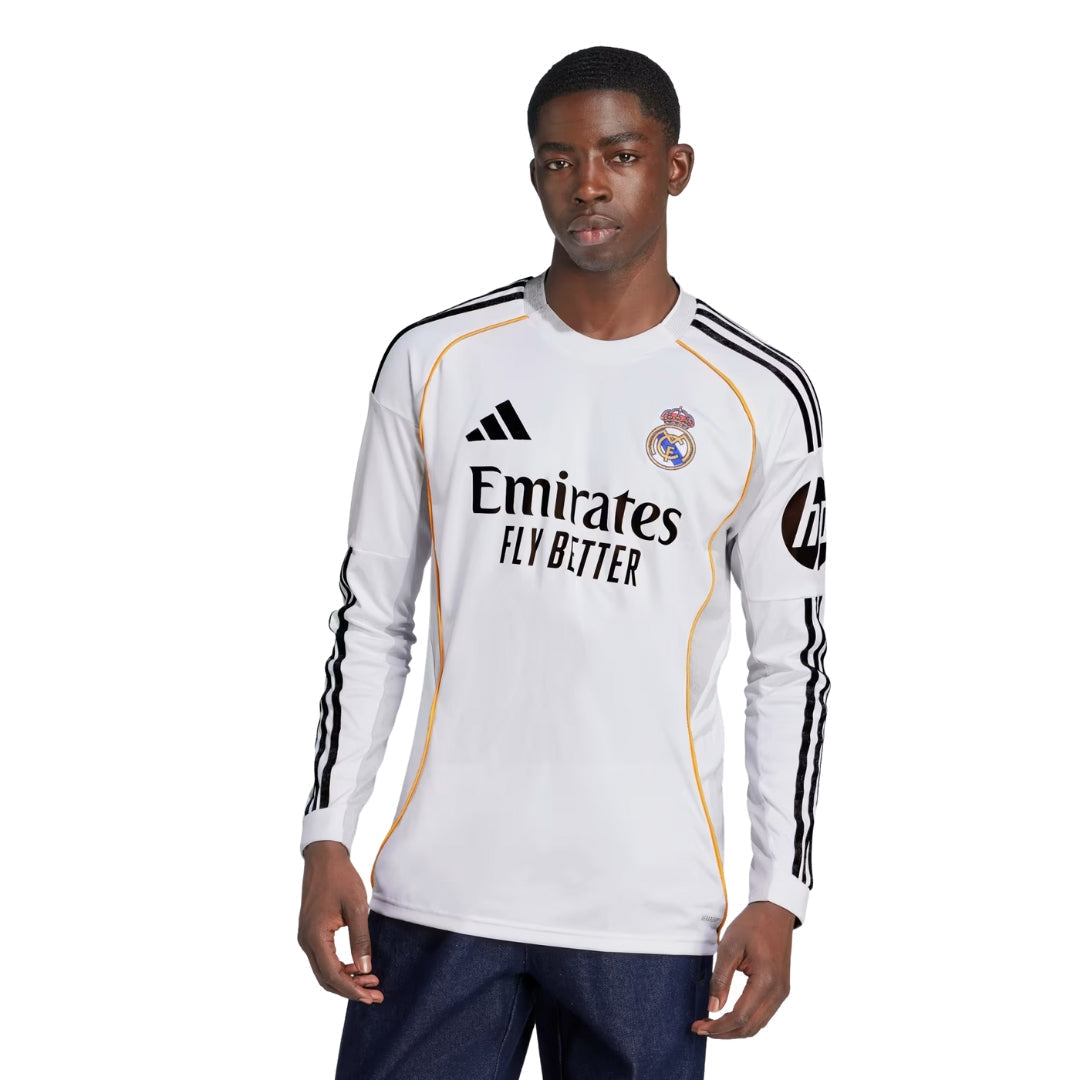 adidas Real Madrid F. Mendy Long Sleeve Home Jersey w/ Intercontinental + Champions League Patches 25/26 (White)
