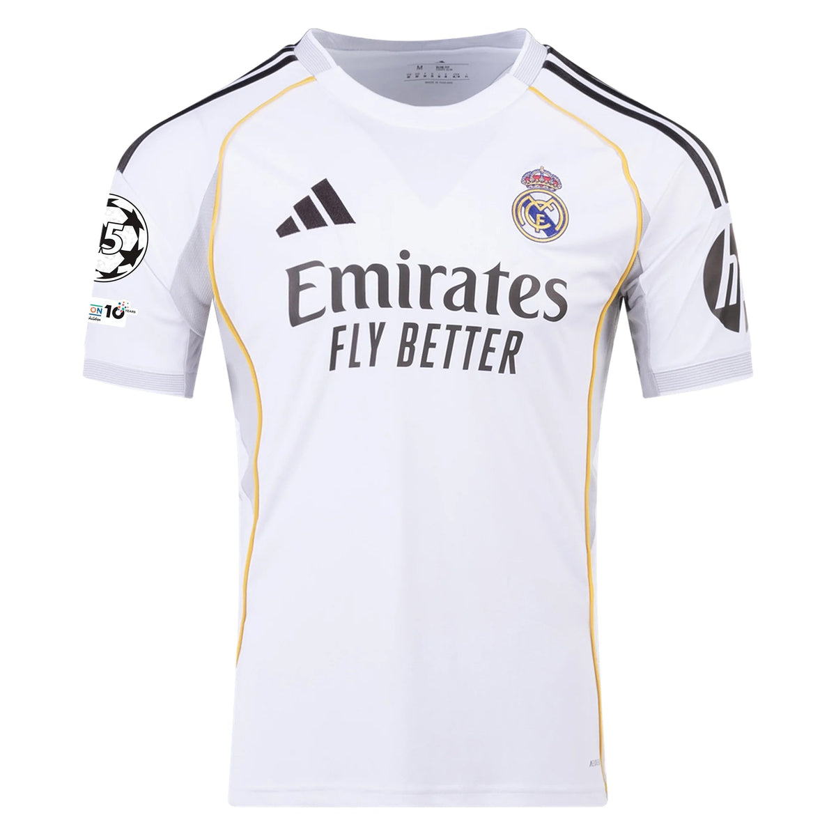adidas AurÃ©lien TchouamÃ©ni Real Madrid 25/26 Home Jersey w/ Champions League Patches (White)