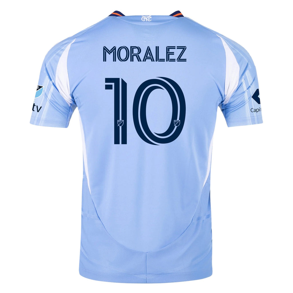 adidas Maximiliano Moralez New York City FC Authentic Home Jersey 25/26 w/ MLS Patches (Bahia Light Blue)