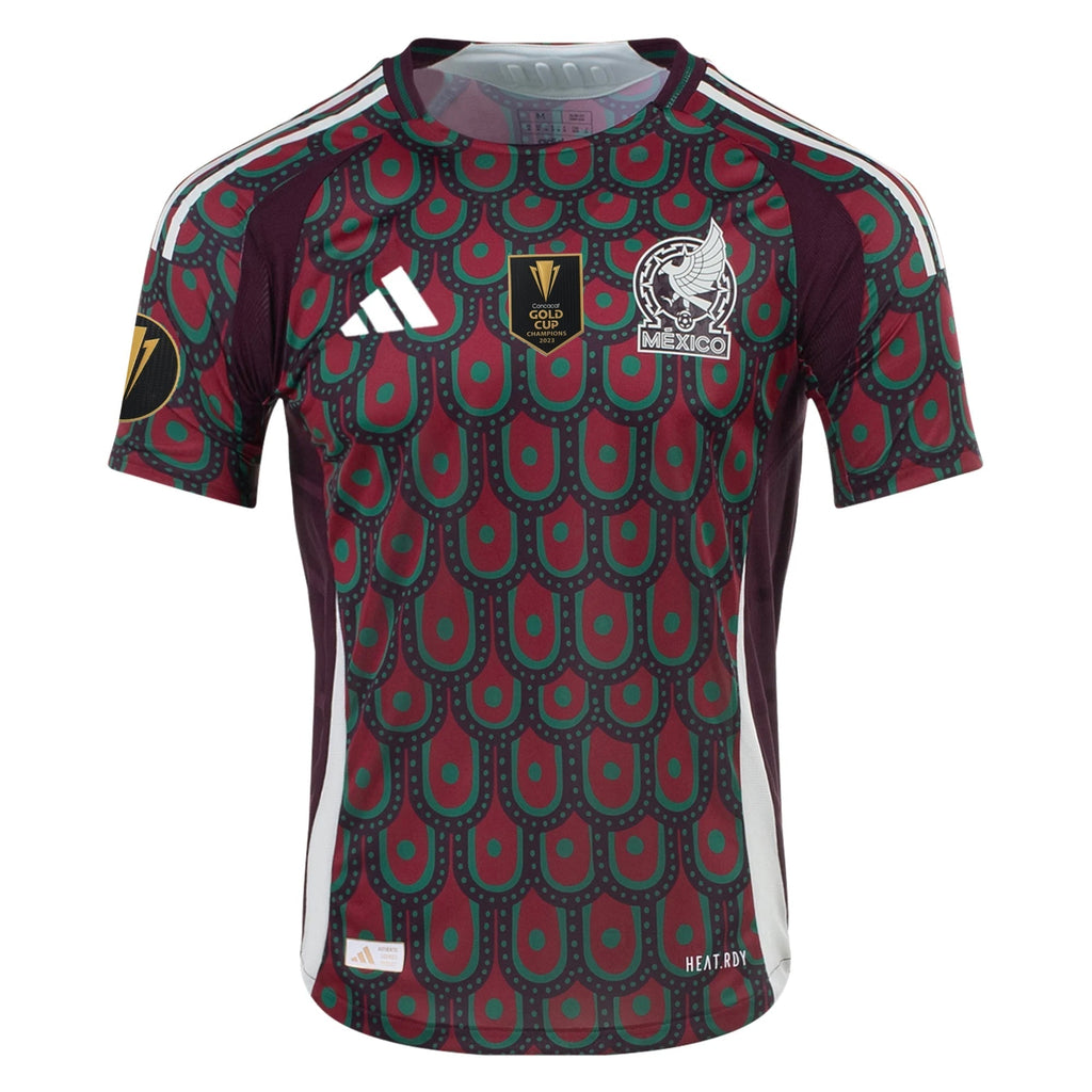 adidas Mexico Authentic Home Jersey 24/25 w/ Gold Cup 2025 Patches (Multicolor)