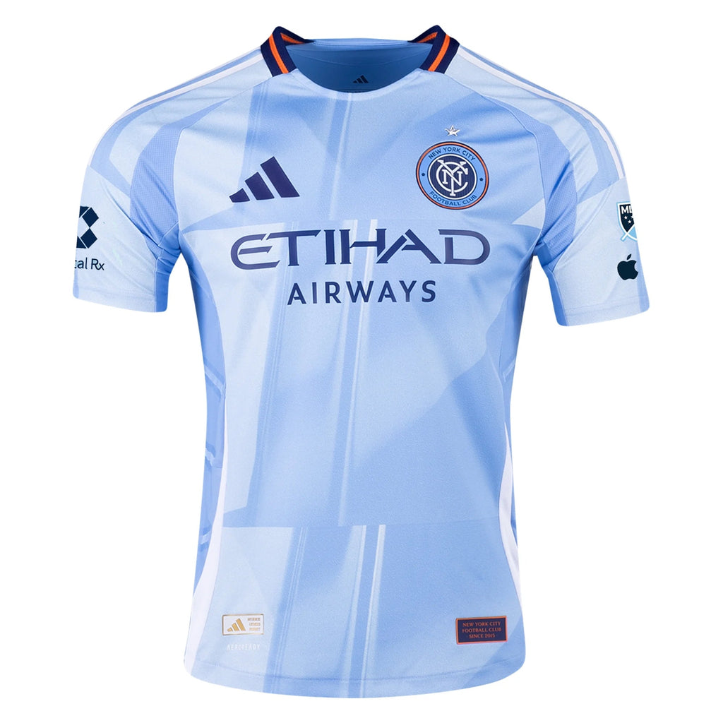 adidas Justin Haak New York City FC Authentic Home Jersey 25/26 w/ MLS Patches (Bahia Light Blue)