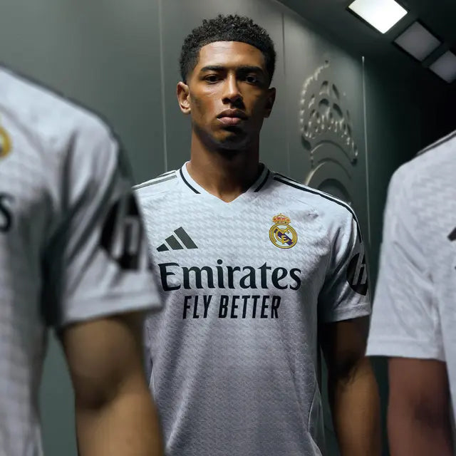 adidas Courtois Real Madrid Authentic Home Jersey w/ La Liga Patches 24/25 (White/Black)