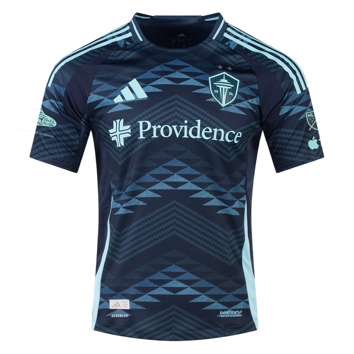 adidas Ryan Kent Seattle Sounders Authentic Away Jersey 25/26 w/ MLS Patches & Sponsor (Aura Ink)